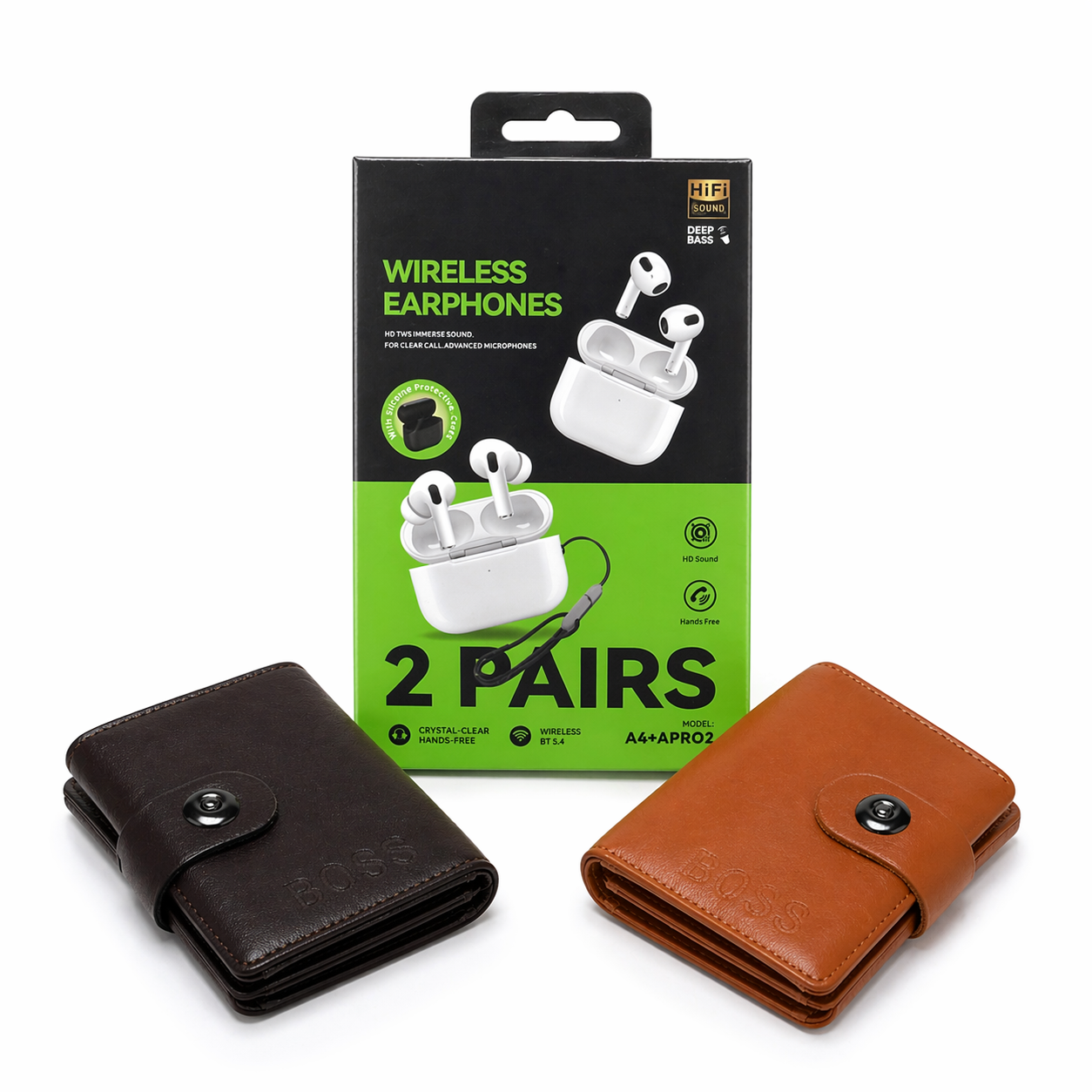 couple earbuds & wallet