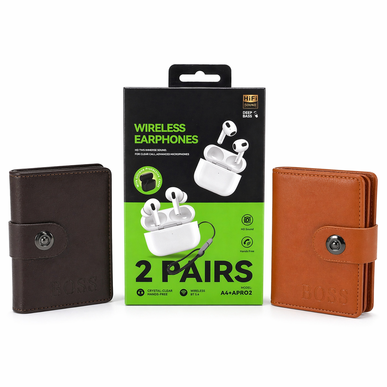 couple earbuds & wallet